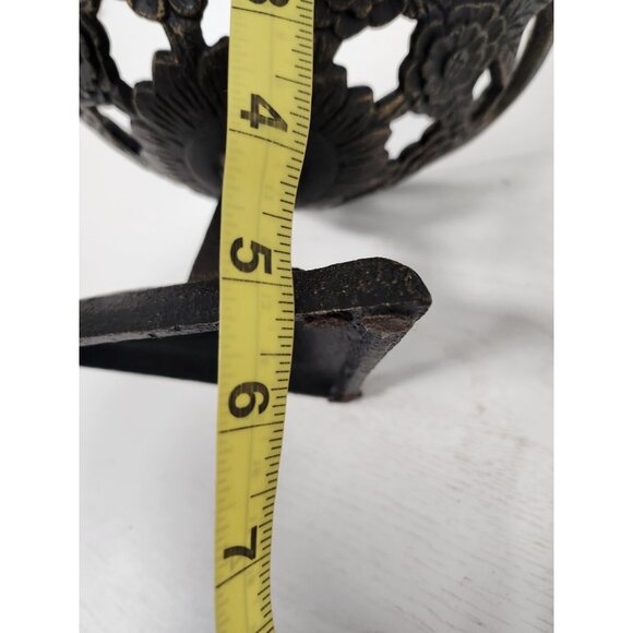 Vintage Cast Iron Decorative Pedestal Bowl Centerpiece Ornate Floral Design MCM - Picture 8 of 9